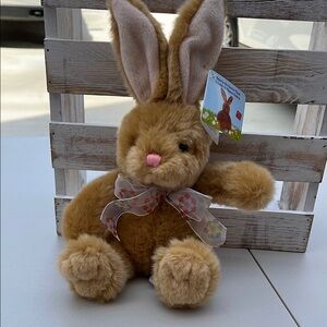 Adorable Brown Plush Bunny with Bow